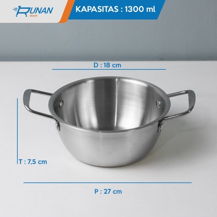 

Panci Masak Ramen Korean Noodle Soup Pot Stainless Panci Korea Silver - 1300ml