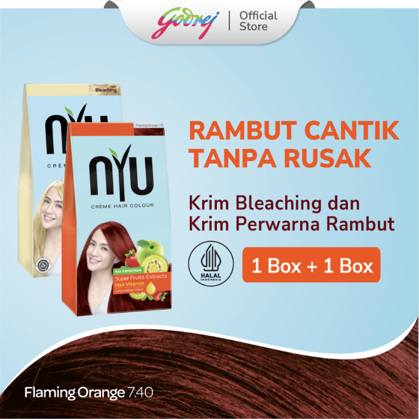 NYU Creme Bleach + Hair Colour Flaming Orange - Bleaching dan Pewarna Rambut