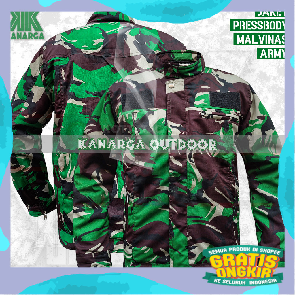 JAKET ARMY LORENG MALVINAS PRESSBODY BAHAN RIPSTOP PREMIUM - JAKET MOTOR MALVINAS/ Prambowo