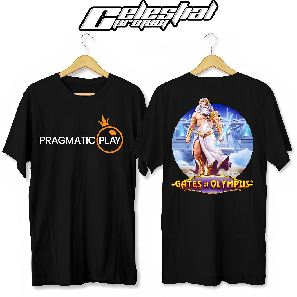 Baju Kaos Atasan Laki Laki Pria Wanita Unisex Pragmatic Play Slot Gates Of Olympus Katun Combed Premium Slot