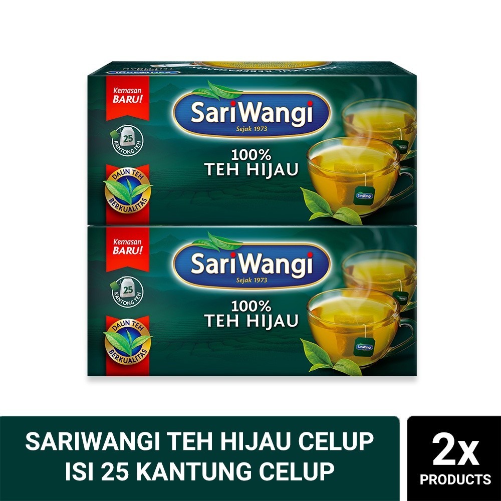 

Sariwangi Teh Hijau Celup Isi 25 Kantung Celup Twinpack