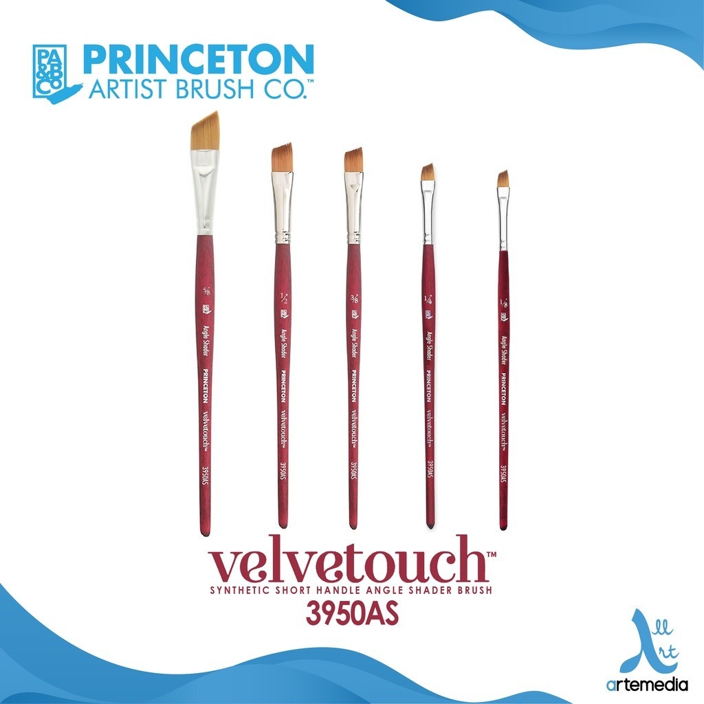 

Princeton Velvetouch 3950AS Angle Shader Synthetic Watercolor Brush Short Handle Kuas Lukis