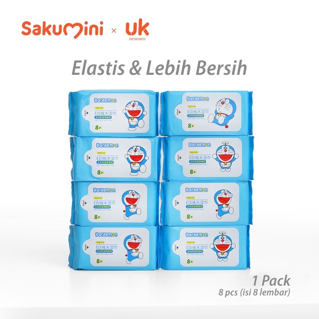 SAKUMINI Doraemon Tisu Basah Bayi Wet Tissue Baby Wipes Food Grade Kemasan Mini