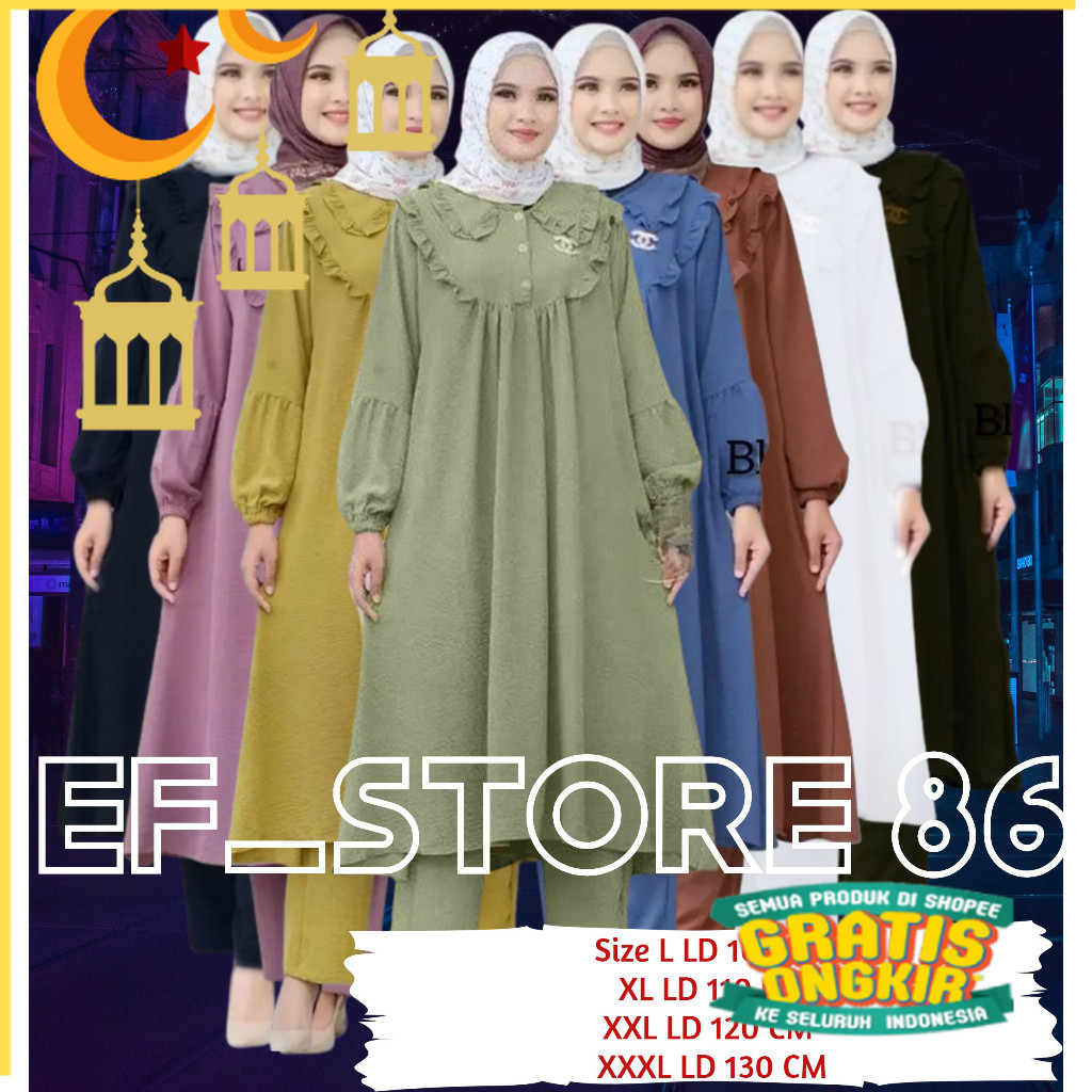 Baju Setelan Wanita Jumbo 2022 Julita Set Setelan Wanita Dewasa Crinkle Premiun Pakaian set Wanita K