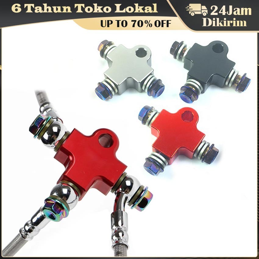 3 Way Terminal Selang Rem Cabang / Nepel Selang Rem Cabang / T Cabang Double Disk Double Kaliper / C