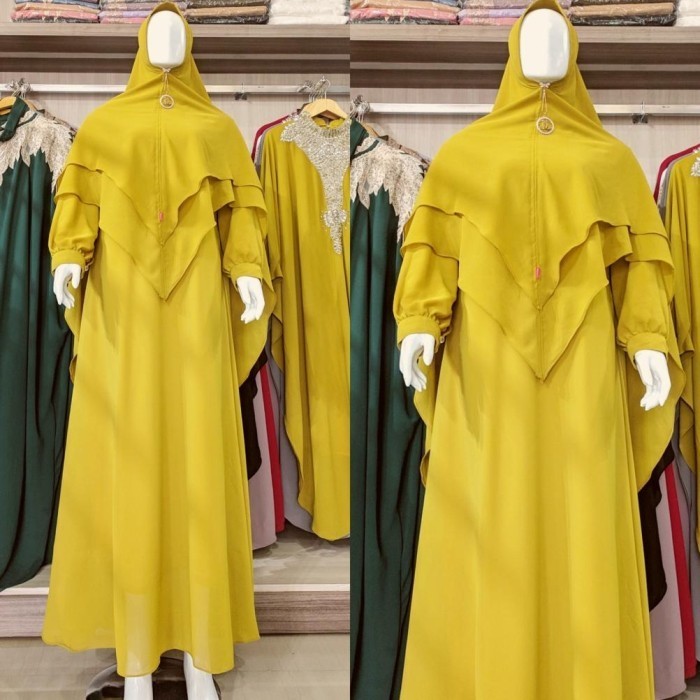 Baju Gamis Wanita Dewasa Modern Syari Ceruty Putih Polos Ceruty Ibu - Putih, XXL