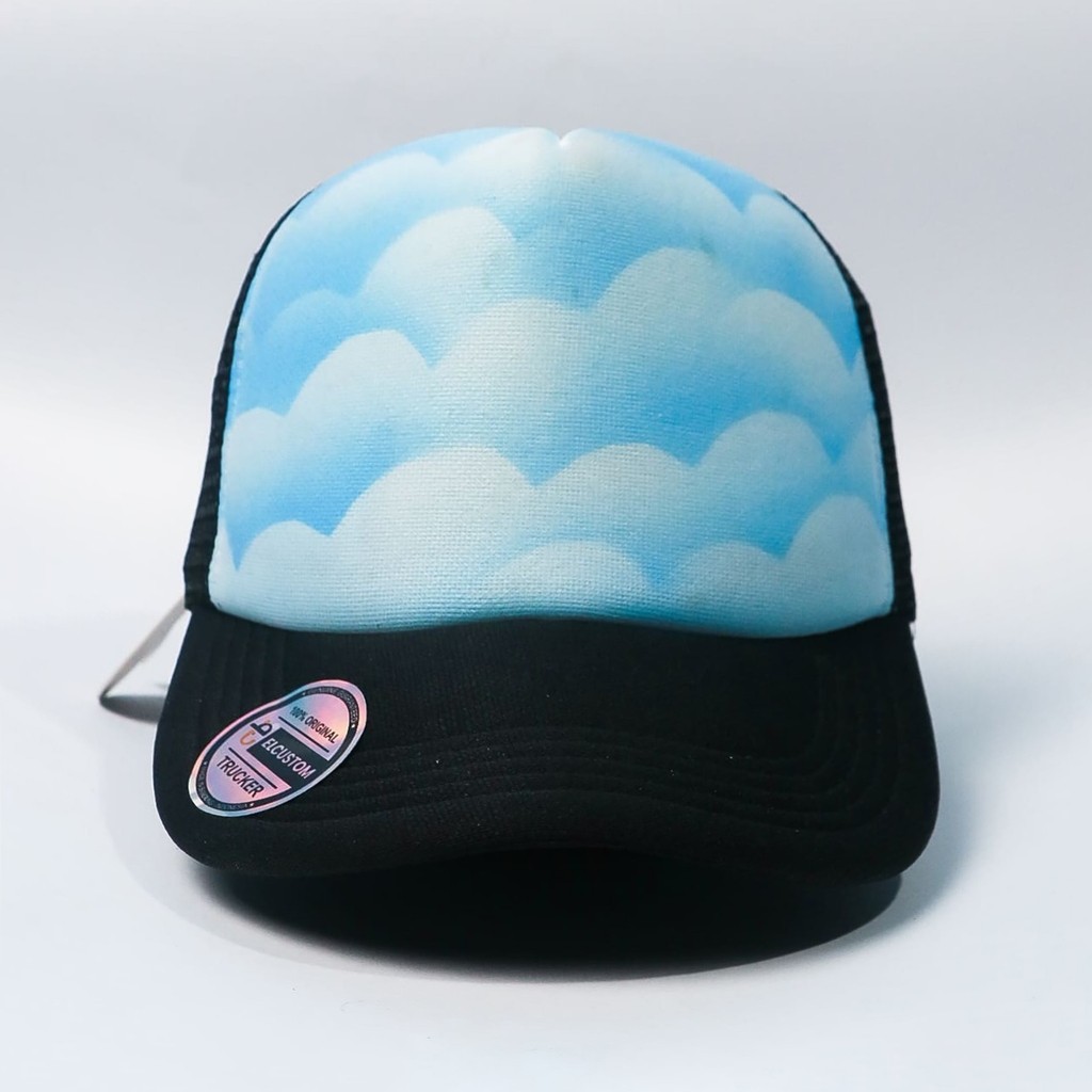 BLUE CLOUD - Topi Jaring Airbrush / Topi Custom/  Tiedye/ Topi Premium / Topi Trucker / Topi SMA / T