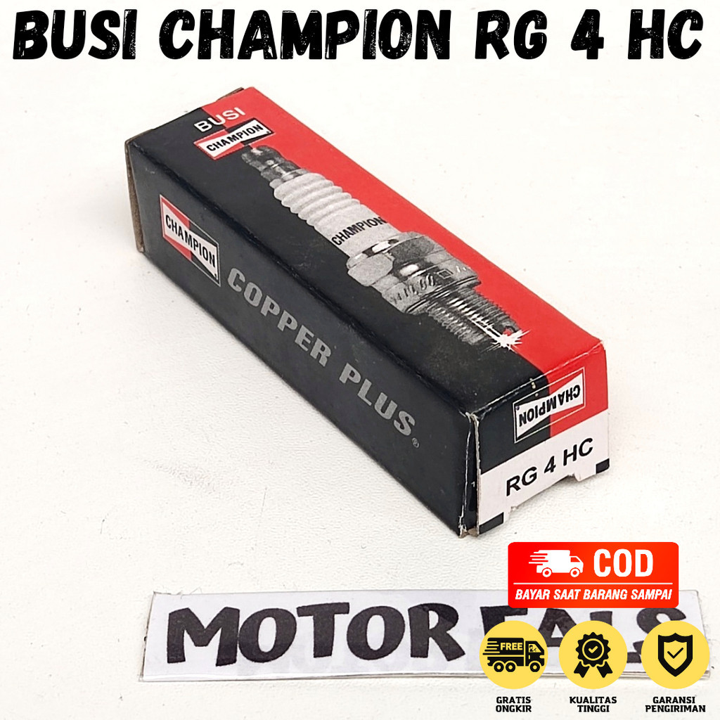 Busi Motor Original  Busi Champion Copper Plus RG 4 HC  Busi RG4 Champion  Busi Murah Berkualitas Ch