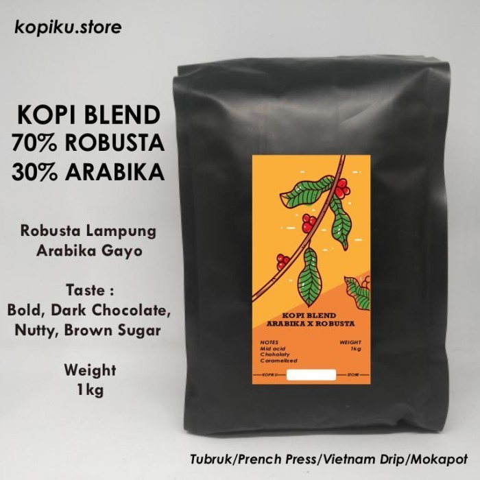 

[Coffee New] Kopi Blend 70% Robusta + 30% Arabika 1kg (Biji / Bubuk) - Giling Halus