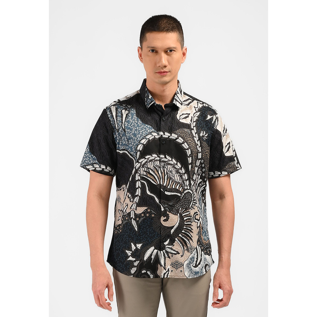 MOC Kemeja Batik Lengan Pendek Pria MAKARA-BLACK