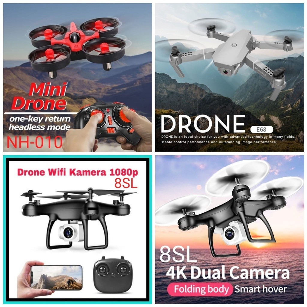 Drone Mini Kamera Murah Terlaris Kualitas Terbaik E68 Nihui NH-010 Tenxid 8S-L Wifi 1080P 4K