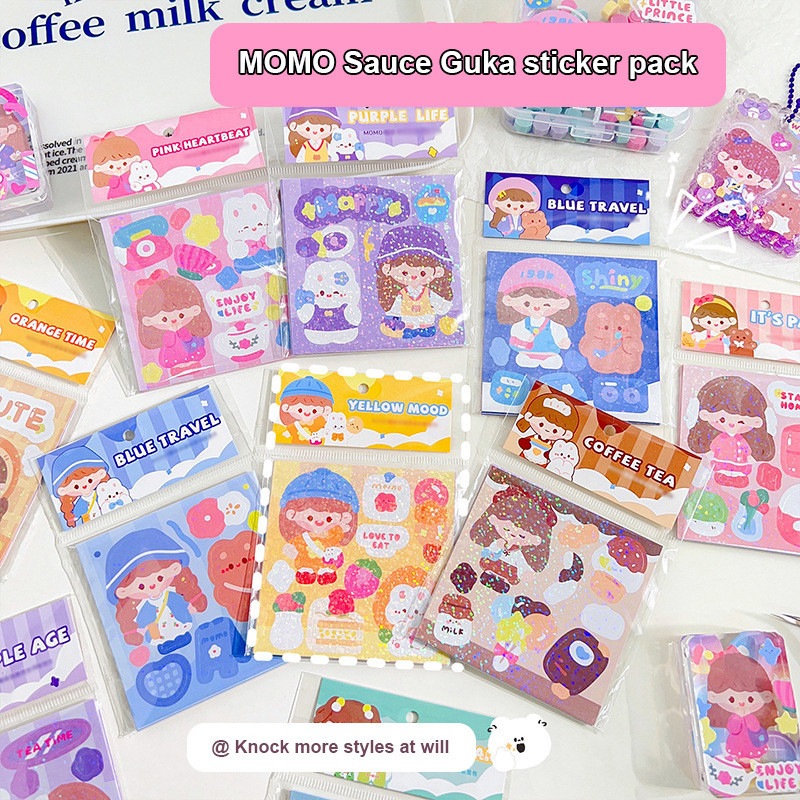 

COD✨ 10pcs Cute Girl Shiny Momo Sticker Diy Scrapbook Stiker Glitter Hias Lucugkir Air-YES