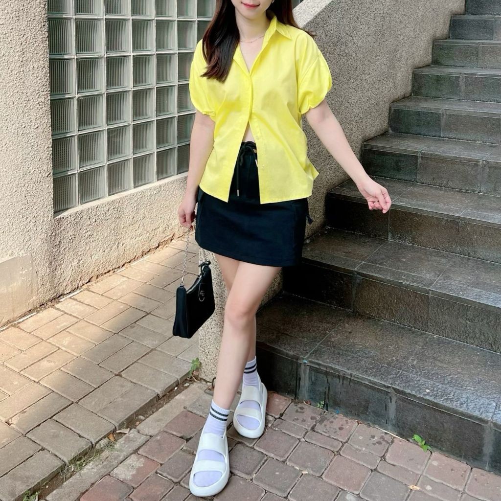 OOTD x ALWAYS - Atasan Kemeja Wanita Lengan Balon Puffy