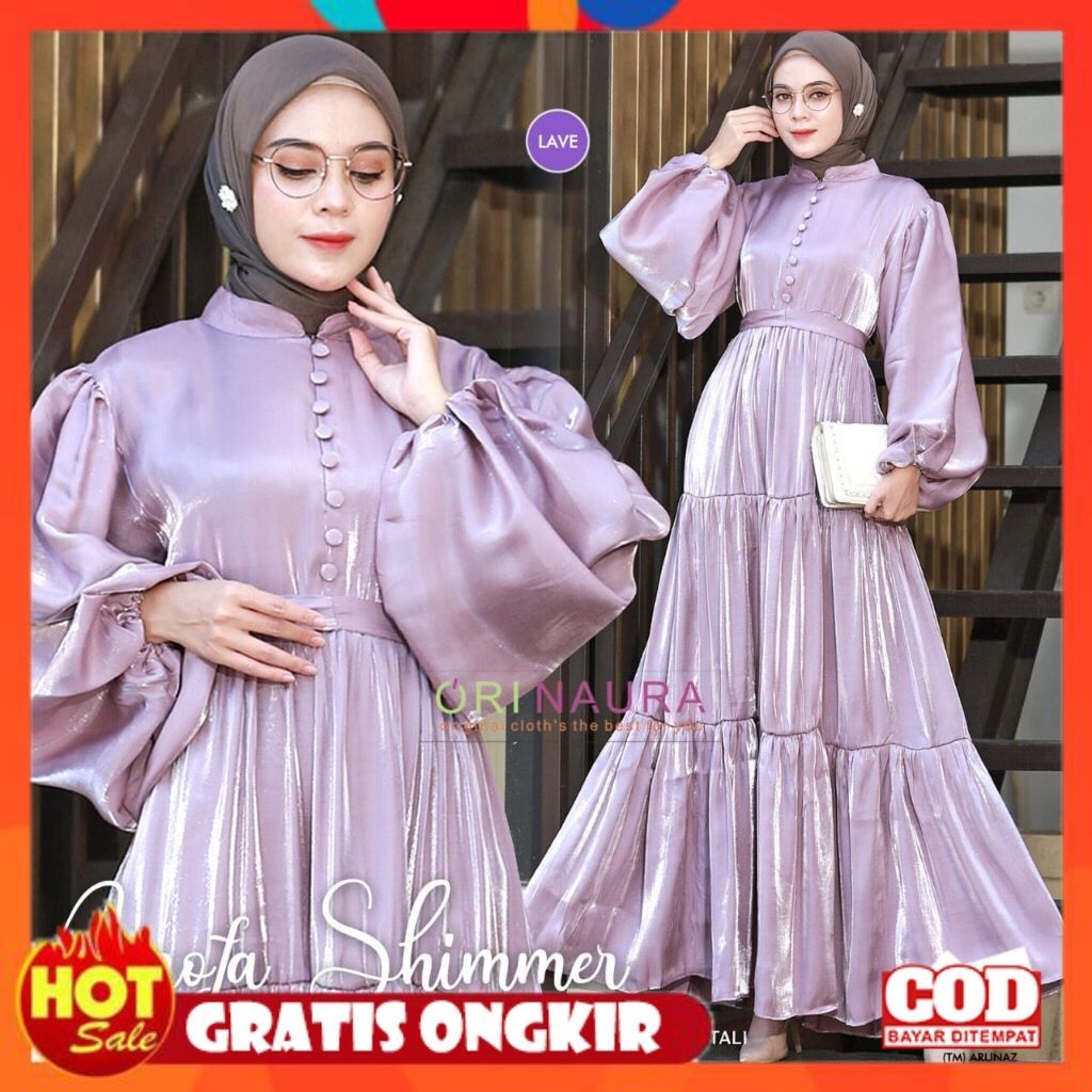 KAIN ADEM HALUS TEBAL / ARROFA DRESS SHIMMER SILK PREMIUM GAMIS PESTA KONDANGAN WANITA