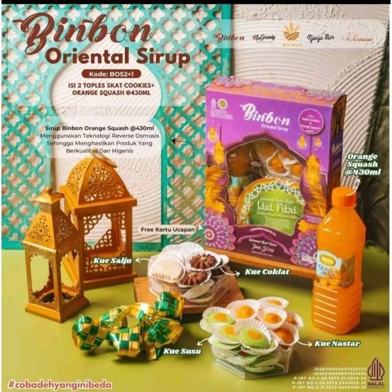 

DISKON Binbon Oriental Sirup - Paket Kue kering sekat dan sirup - Hampers Lebaran - Parcel kue kering