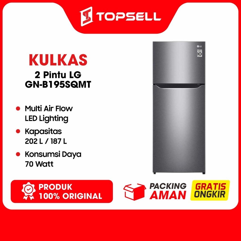 PROMO CUCI GUDANG LG Kulkas 2 Pintu GN-B195SQMT Garansi Resmi Gratis Ongkir