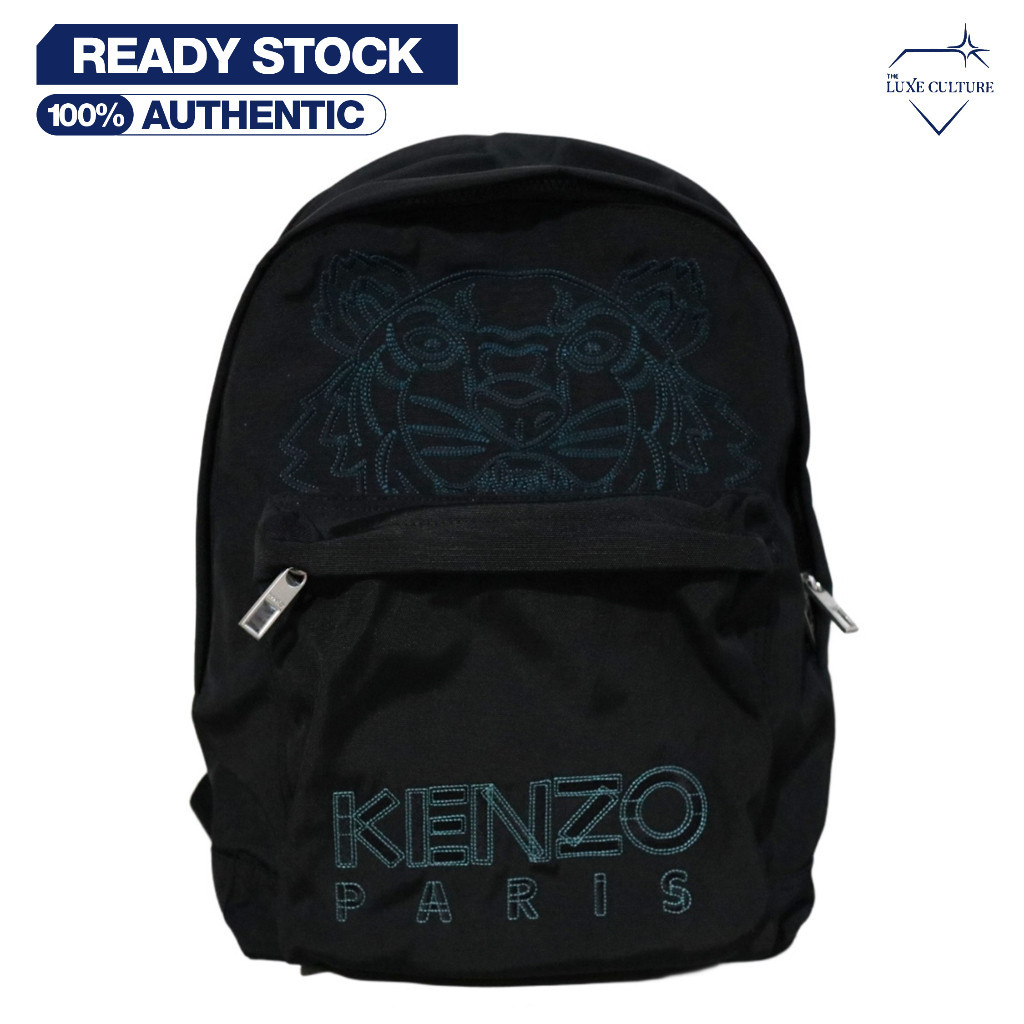 Kenzo Tiger Stencil Blue Black Backpack / Tas Ransel Branded Original