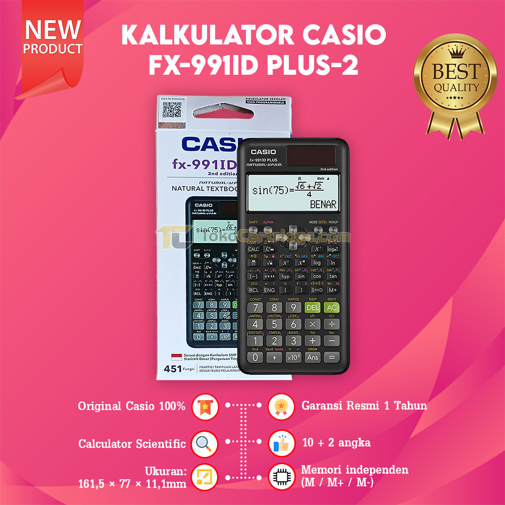 

Calculator Casio Scientific FX 991ID PLUS-2 Ilmiah New Original