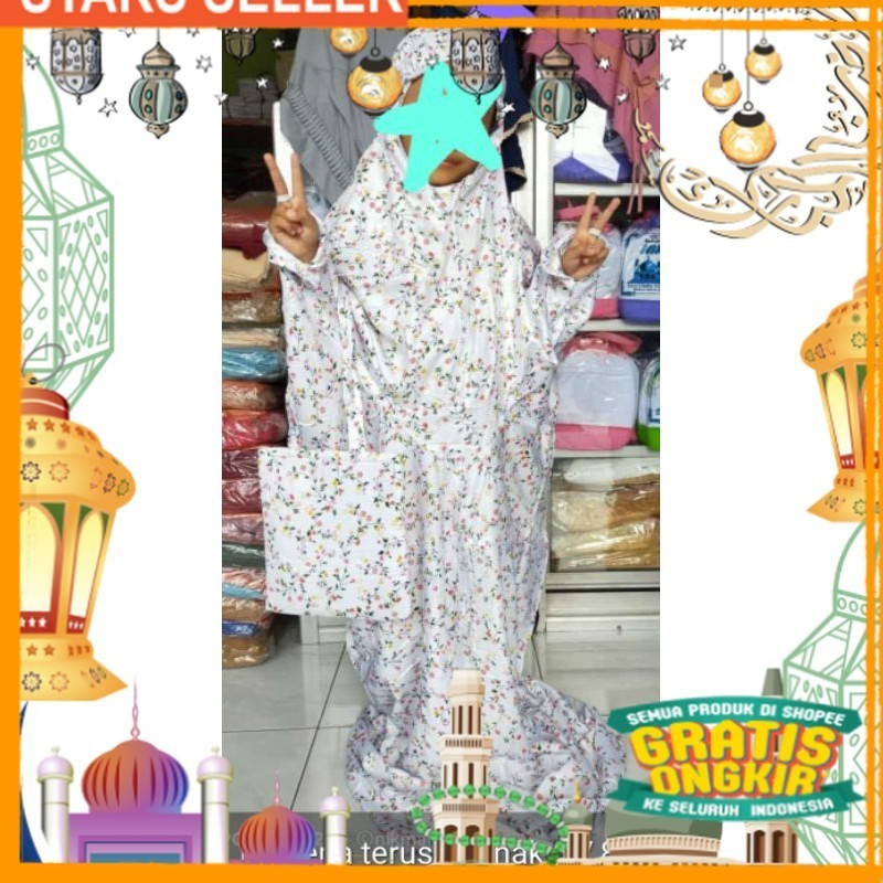 MUKENA ANAK TERUSAN RAYON PRINTING BY AL FARUQ HIJAB/ Pink Dusty Fanta Merah muda