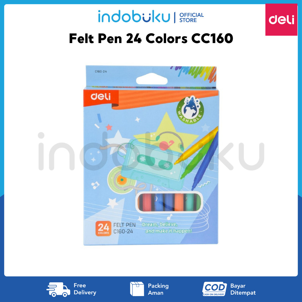 

Felt Pen Deli 24 Colors Spidol Warna Deli 24Warna CC160