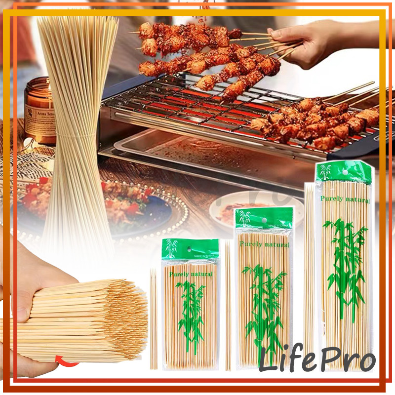 Tusuk Sate Bambu 3mm*15cm 100pcs / Tusukan / Cimol / Sosis / Tusuk Sate Panjang Tusuk Kentang Spiral