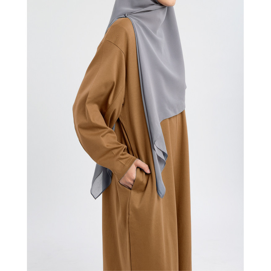 *PROMO*-Spesial Ramadhan Cottoncut - Zura Dress - Gamis Wanita - Ash Brown