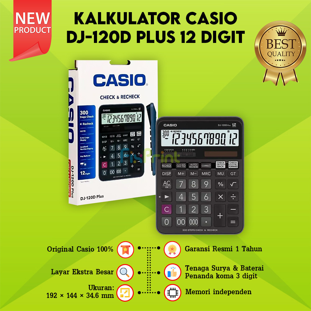 

Calculator Casio DJ-120D Plus 12 Digit Kalkulator Cek Ulang Original