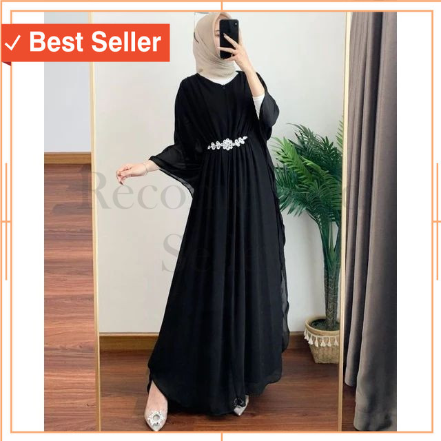Abaya Muslim Murah Baju Lebaran Premium kekinian / Kaftan Kondangan Mewah elegan Kaftan Lebaran Ceru