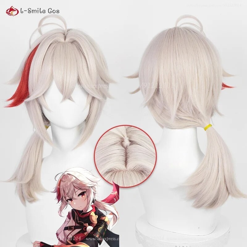 Kazuha Wig Cosplay Kazuha 50cm, Wig panjang tahan panas rambut Halloween kaedara Kazuha Wig Cosplay 