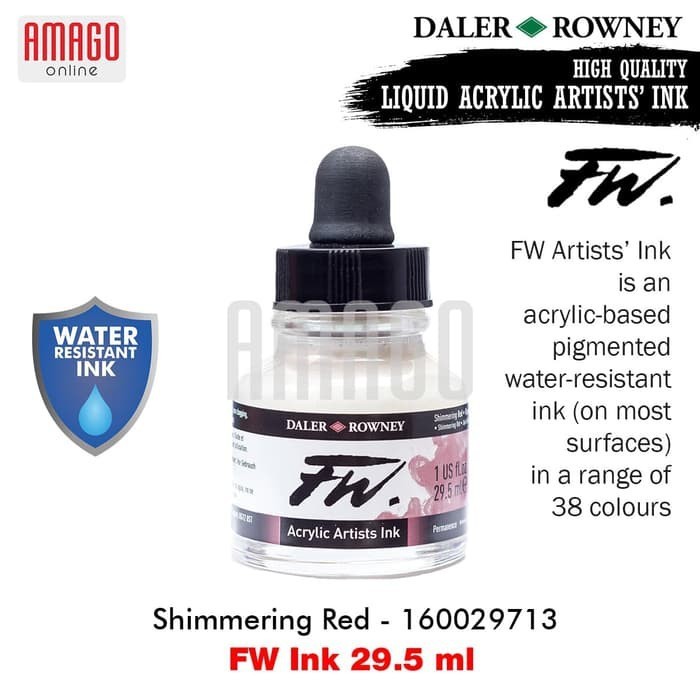 

Cat Akrilik - DALER-ROWNEY - FW Ink 29.5 ml - Acrylic Artists Ink - Shimmering Red - 160029713