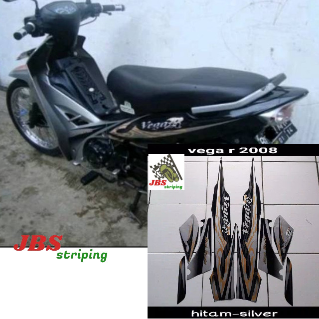 striping vega r sticker yamaha vega r new 2008 2009 hitam silver
