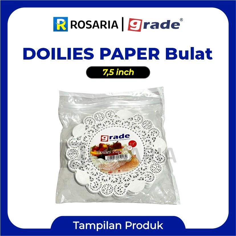 DOILIES PAPER 7,5 GRADE BULAT PUTIH Alas isi 250 pcs Kertas Renda Tatakan Kue Doyleys