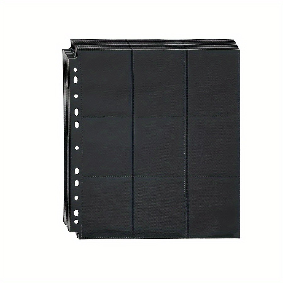 

10Pack Black 9-Pocket A4 Trading Card Binder Pages Storage Wallet - Double-Sided Side-Loading Pockets for 180 Game Card