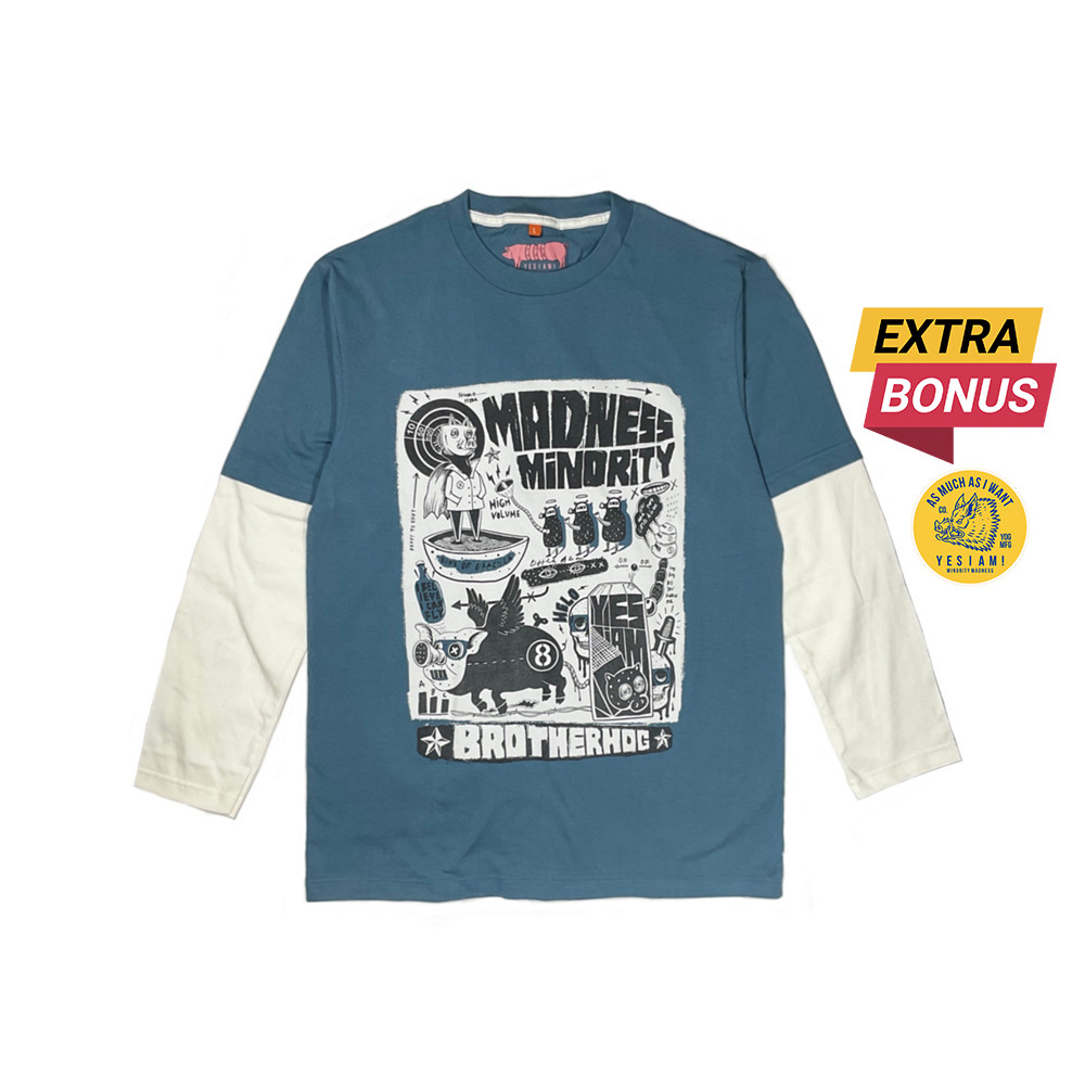 GT65R Yes Iam - Brotherhog | Kaos Skena Vintage Longsleeve | Lengan Panjang | Double Layer | Pria Wa