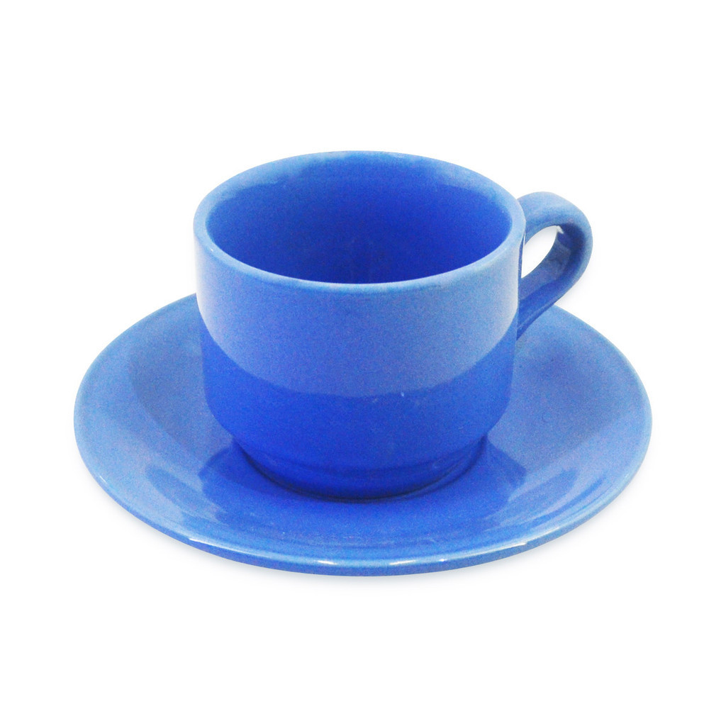 Gelas / Cangkir Set Kopi Keramik Lucky Coklat Kramik isi 1 pcs + Lepek