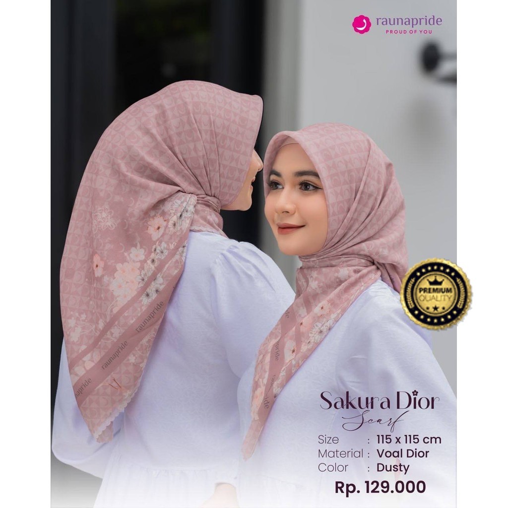 RAUNA - Sakura Dior Hijab Segi Empat Voal Premium Terbaru  - Voal Segi Empat Premium - Voal Segi Emp