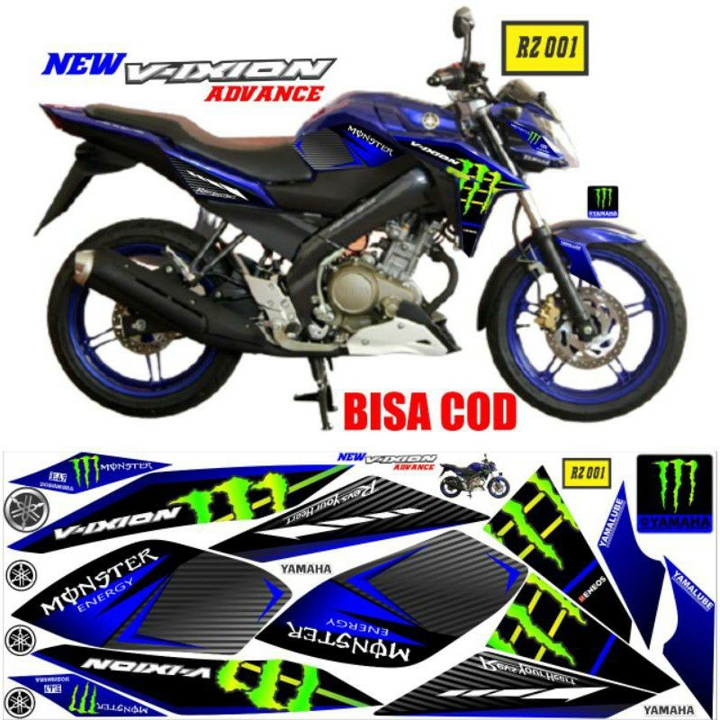 Stiker striping Yamaha vixion advance 2016 sticker varaiasi vixion new 2017 monster Movistar