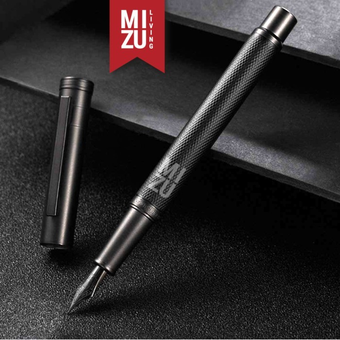 

[TERLARIS] HONGDIAN BLACK FOREST Series Fountain Pen Gift Set Black Titanium Nib - Hitam, F Nib