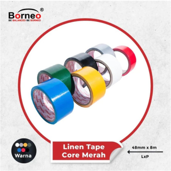 

Linen Tape Core Merah 48MMx8M Borneo - Linen Tape Borneo 2 INCH - Linen Tape Borneo Warna - Linen Tape
