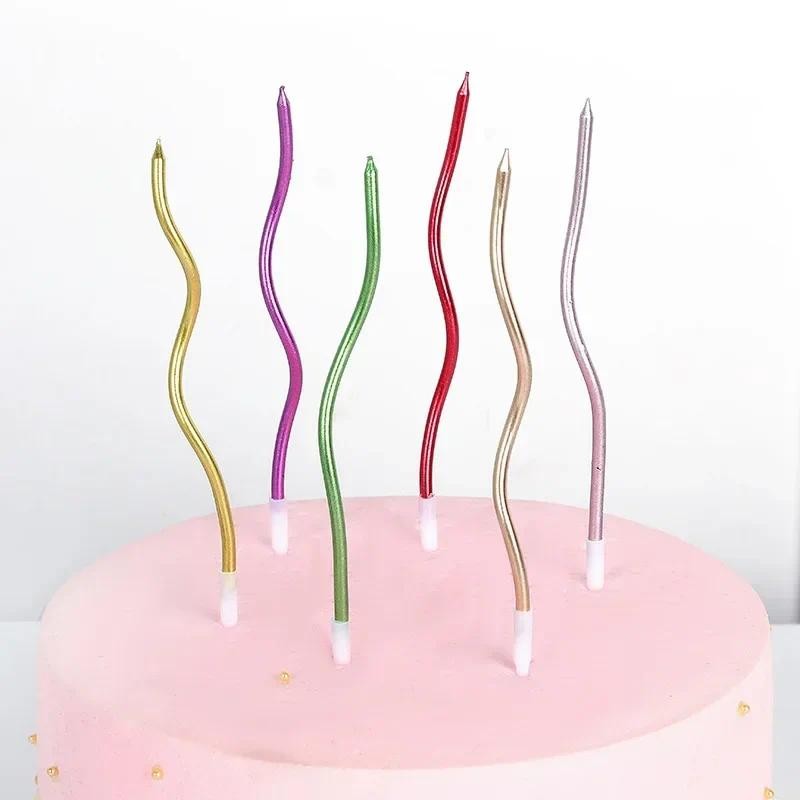 

6Pcs Curved Cake Candles Birthday Baby Shower Cupcake Decorating Wedding Party Decorative Supplies Room Decor