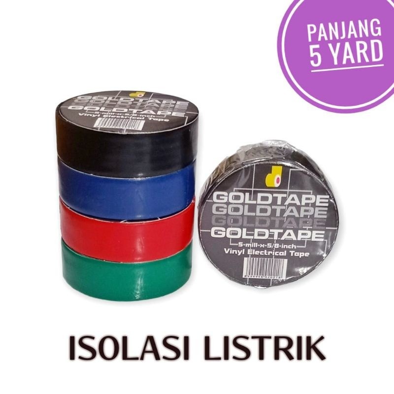 ISOLASI LISTRIK MERAH 5MM GOLDTAPE / LAKBAN LISTRIK GOLDTAPE 5MM