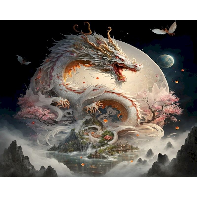 

GATYZTORY 40x50cm Oil Painting By Numbers Dragon Animal Paint By Numbers Kits For Adult Handicraft Digital Painting Home Decor