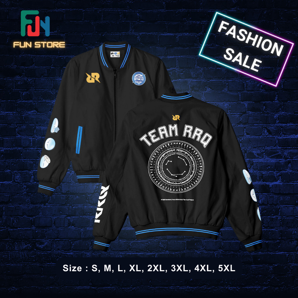 jaket varsity RRQ x Slime Jacket Bomber Black Ukuran oversize S M L XL 2XL 3XL 4XL 5XL evos alter eg