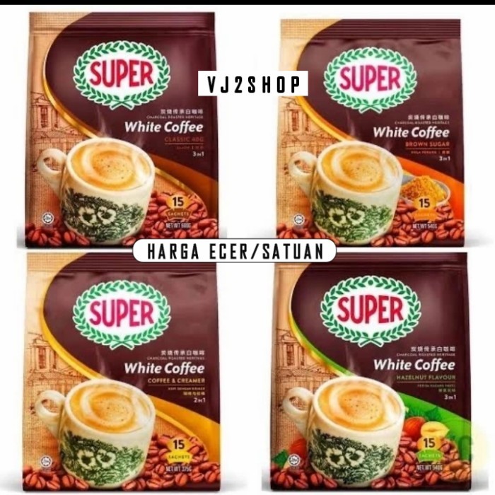 

Best Seller Super White Coffee Brown Sugar Kopi Charcoal Roasted 3in1 Brown Sugar - HAZELNUT