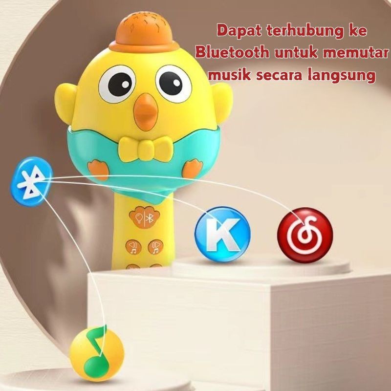 HOT CODMainan Mikrofon Anak , Mikrofon Bluetooth Wireless Dengan Speaker Mainan Karaoke Anak