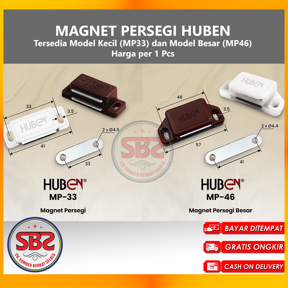 HUBEN Magnet Magnit Persegi Kecil Besar (Small and Large) MP33 dan MP46 Huben Magnet Lemari Pintu