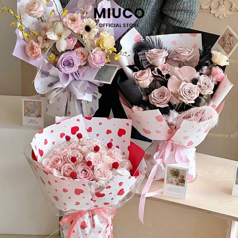 

MIUCO - FL43 HEART Kertas Bunga Paper Buket Motif Cellophane