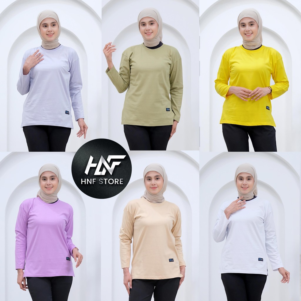 HNF KAOS WANITA TANGAN PANJANG BAHAN KATUN KNITTO 20S - KAOS WANITA LENGAN PANJANG