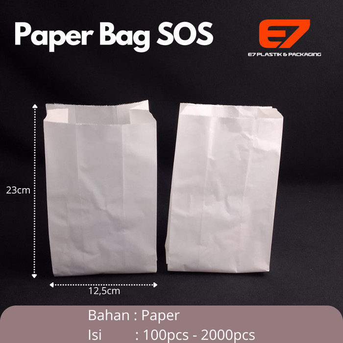 

Paper SOS Bag Coklat & Putih Kantong Kertas Paper Bag 23.5x12.5+8cm - Coklat