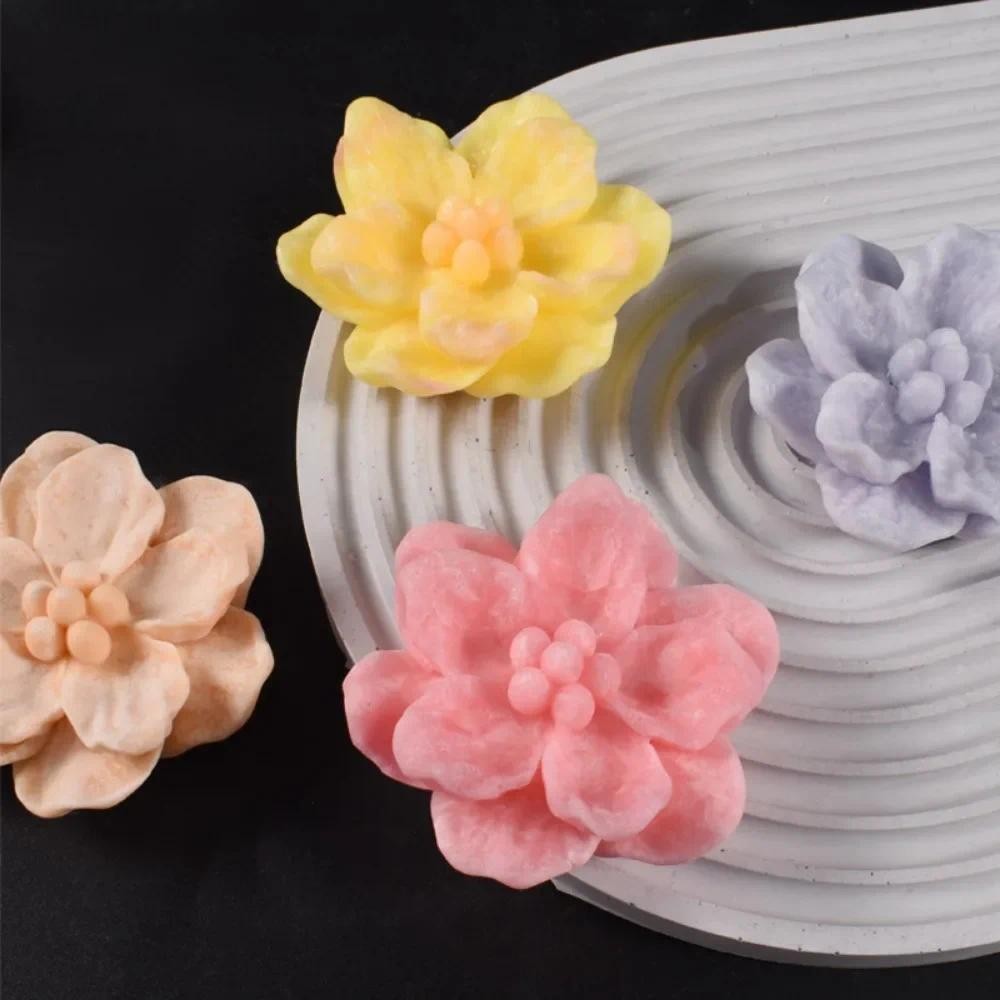 

Easy Demold Beautiful Camellia Candle Making Tool Jasmine Flower Silicone Soap Resin Mould Mother’s Day Gifts Wedding Cake Decor